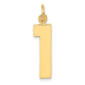 14k Yellow Gold, Athletic Collection, Large Polished Number 1 Pendant